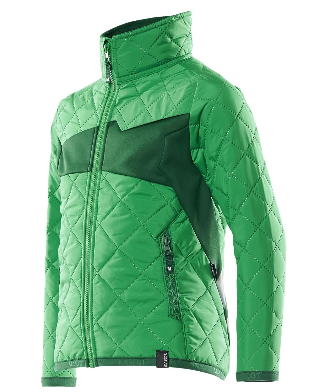 Grass Green coloured Mascot Workwear Childrens Accelerate Water Repellent Jacket on white background 