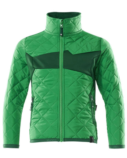 Grass Green coloured Mascot Workwear Childrens Accelerate Water Repellent Jacket on white background 