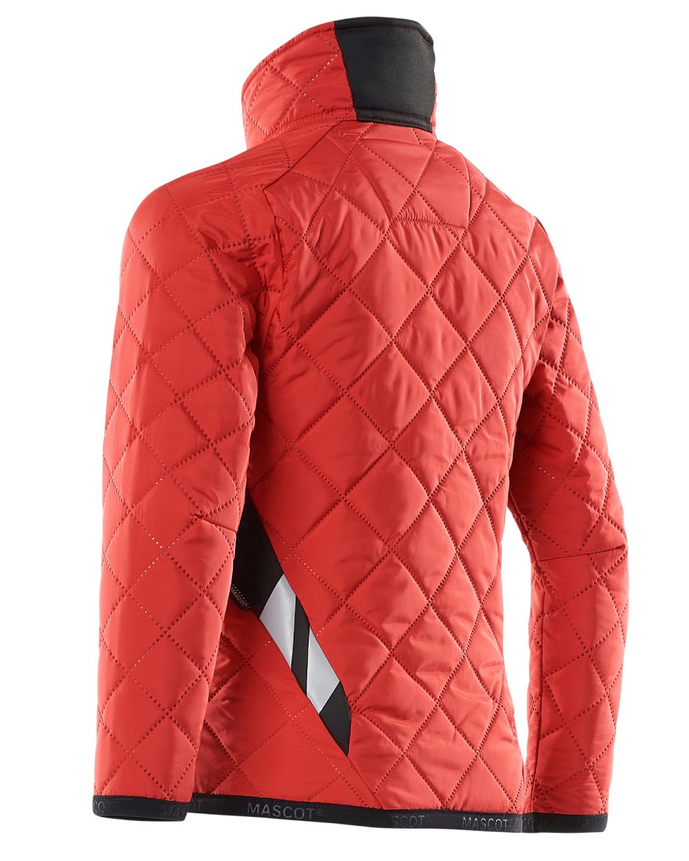 Traffic Red Black coloured Mascot Workwear Childrens Accelerate Water Repellent Jacket on white background 