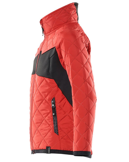 Traffic Red Black coloured Mascot Workwear Childrens Accelerate Water Repellent Jacket on white background 