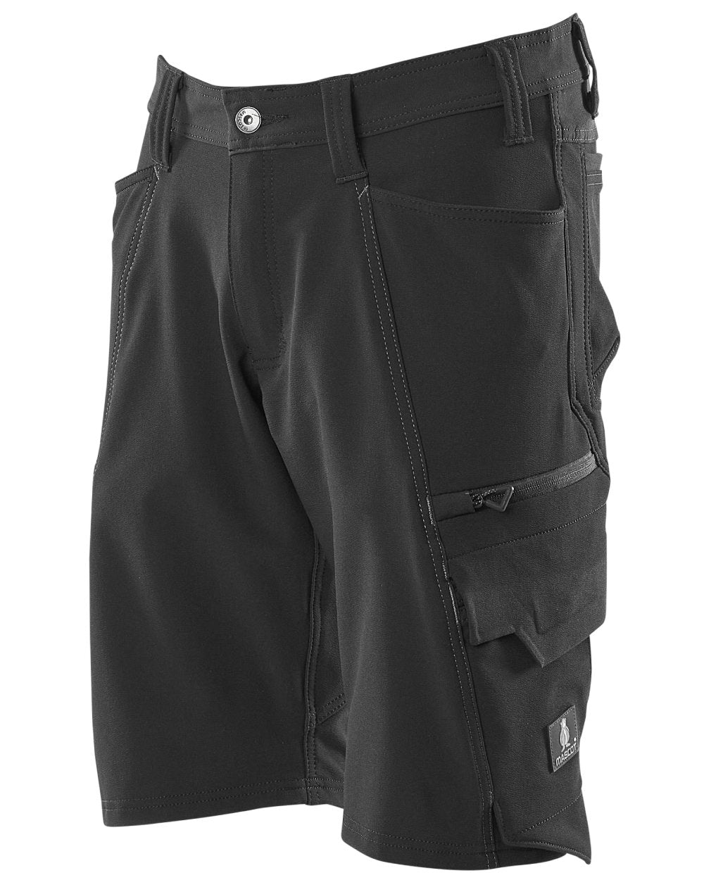 Black coloured Mascot Workwear Mens Accelerate Shorts on white background 
