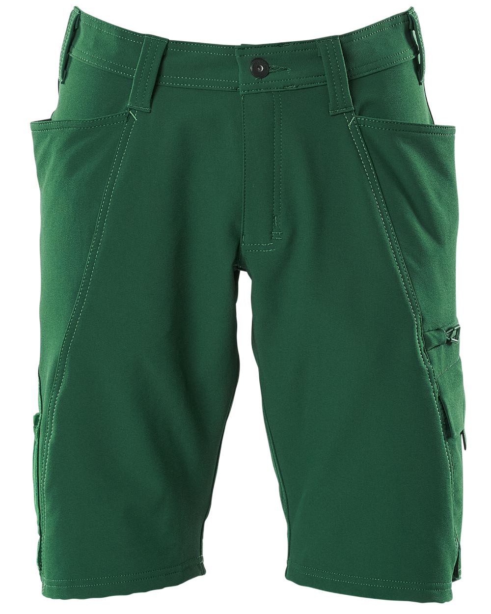 Green coloured Mascot Workwear Mens Accelerate Shorts on white background 