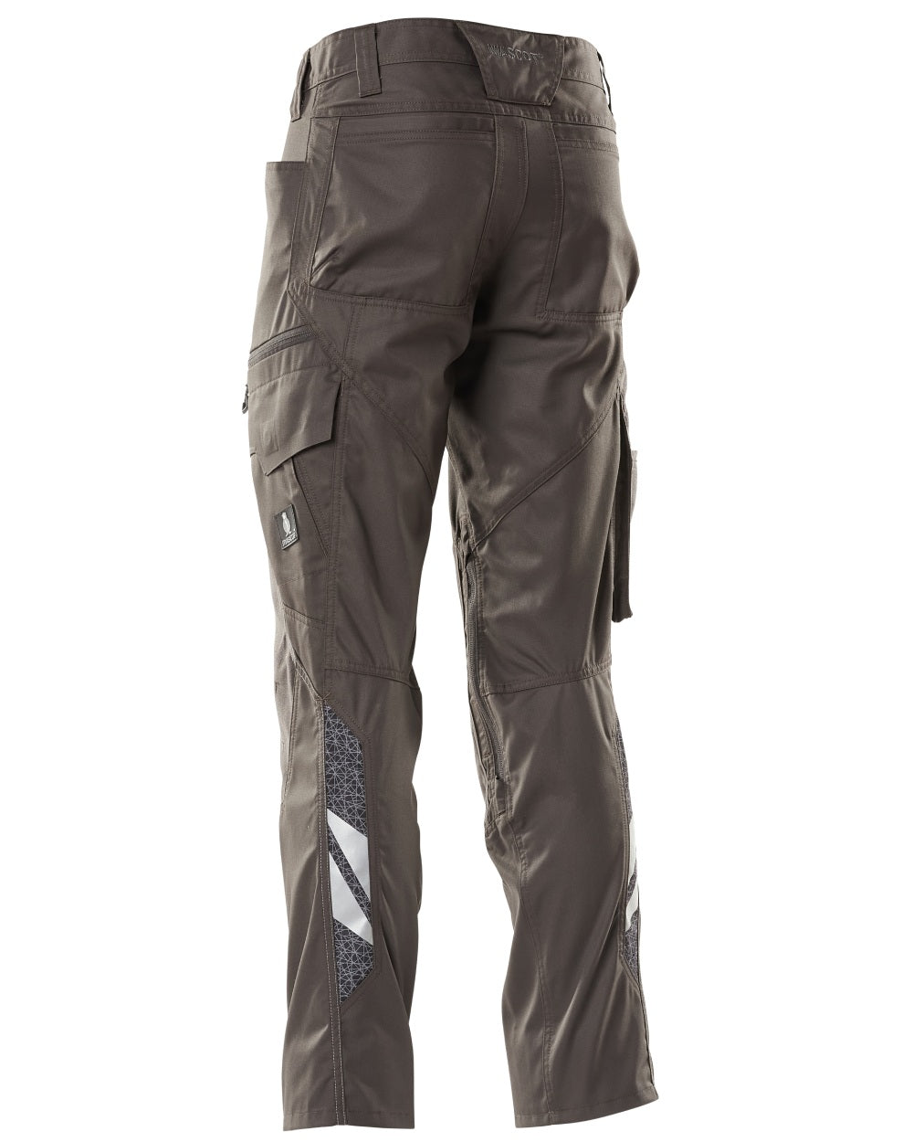 Dark Anthracite coloured Mascot Workwear Mens Accelerate Trousers With Kneepad Pockets on white background 