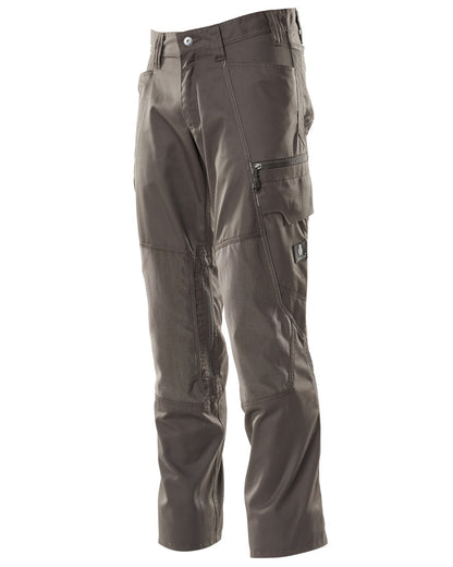 Dark Anthracite coloured Mascot Workwear Mens Accelerate Trousers With Kneepad Pockets on white background 