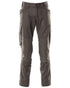 Dark Anthracite coloured Mascot Workwear Mens Accelerate Trousers With Kneepad Pockets on white background 