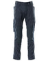 Dark Navy coloured Mascot Workwear Mens Accelerate Trousers With Kneepad Pockets on white background 