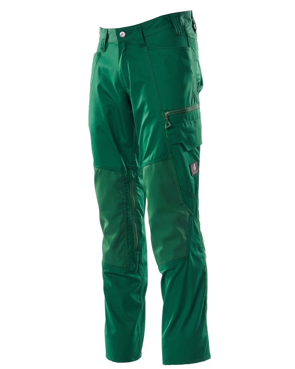 Green coloured Mascot Workwear Mens Accelerate Trousers With Kneepad Pockets on white background 