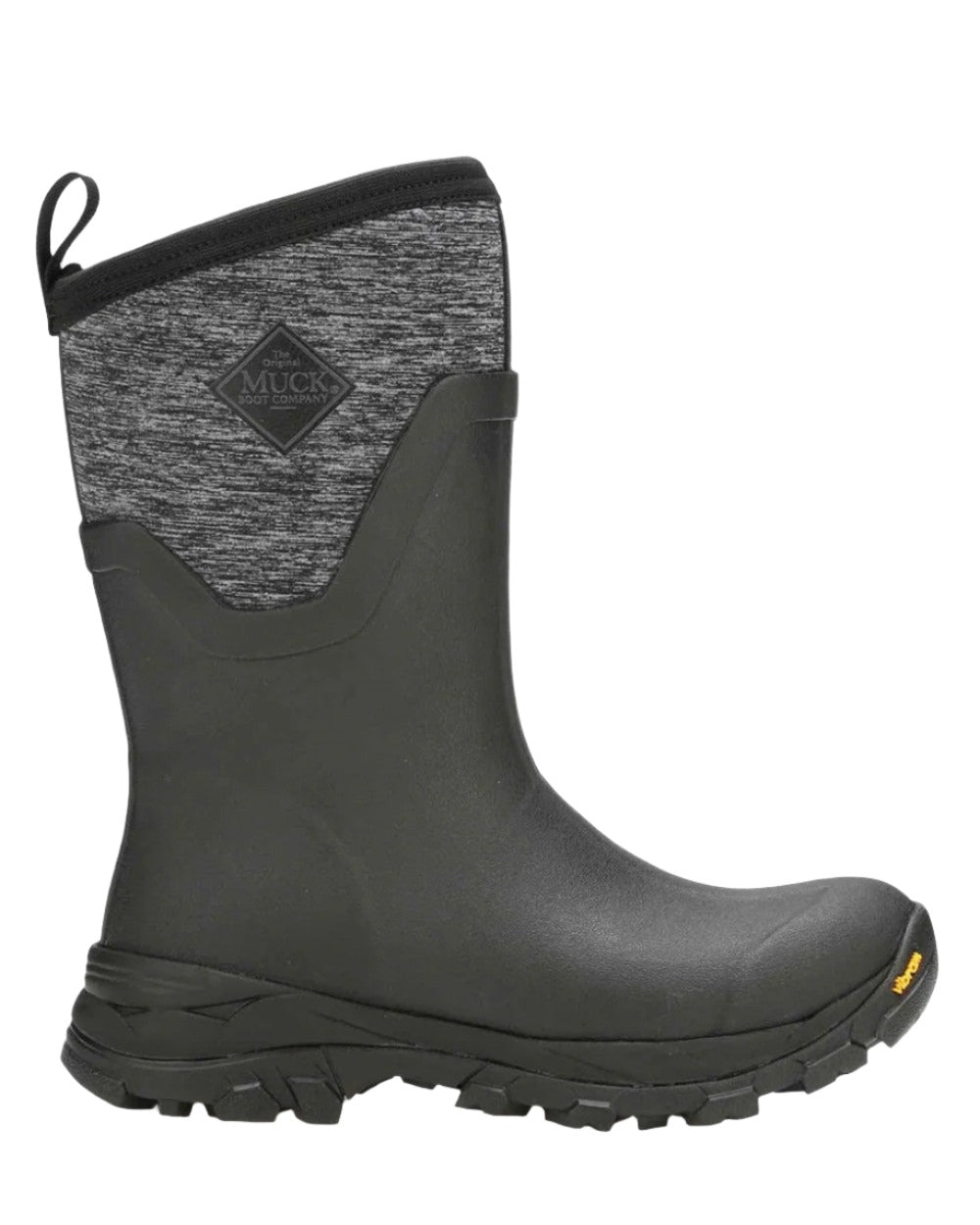 Black Jersey Heather Coloured Muck Boots Arctic Ice Mid Wellingtons on white background 