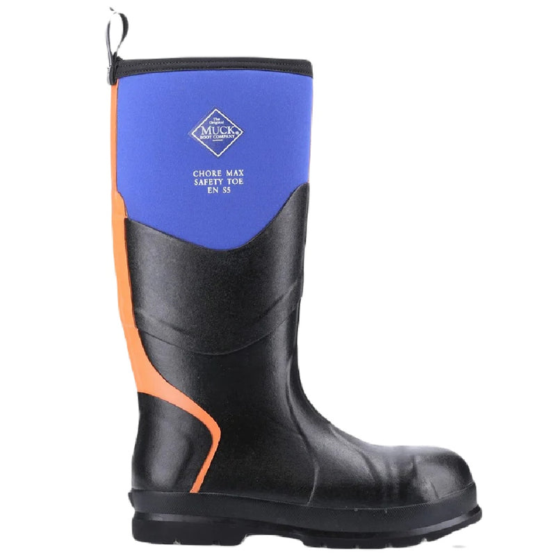 Muck Boots Chore Max Steel Toe S5 Tall Boots in Blue/Orange