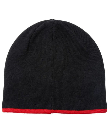 Black coloured Musto Knitted Beanie on white background 
