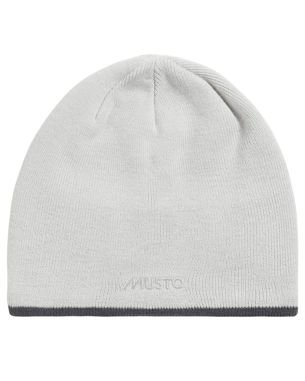 White coloured Musto Knitted Beanie on white background 