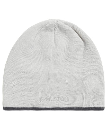 White coloured Musto Knitted Beanie on white background 