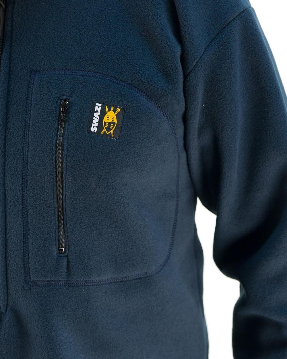 Navy Coloured Swazi Bush Shirt On A White Background 