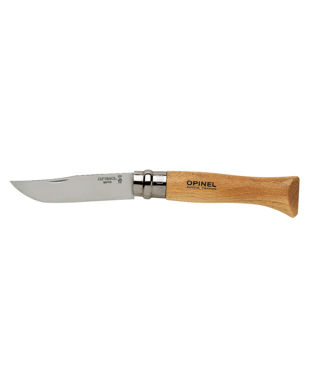 Stainless Steel coloured Opinel Classic Originals Knife on white background 