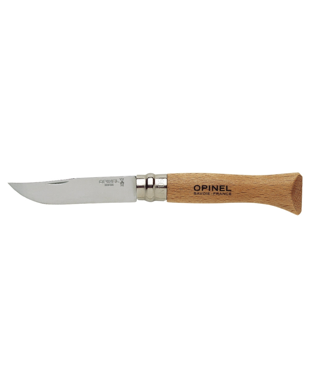 Stainless Steel coloured Opinel Classic Originals Non-Locking Knife on white background 