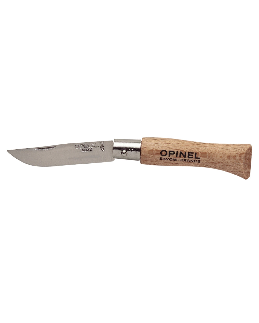 Stainless Steel coloured Opinel Classic Originals Non-Locking Knife on white background 