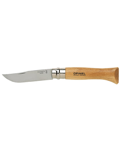 Stainless Steel coloured Opinel Classic Originals Non-Locking Knife on white background 