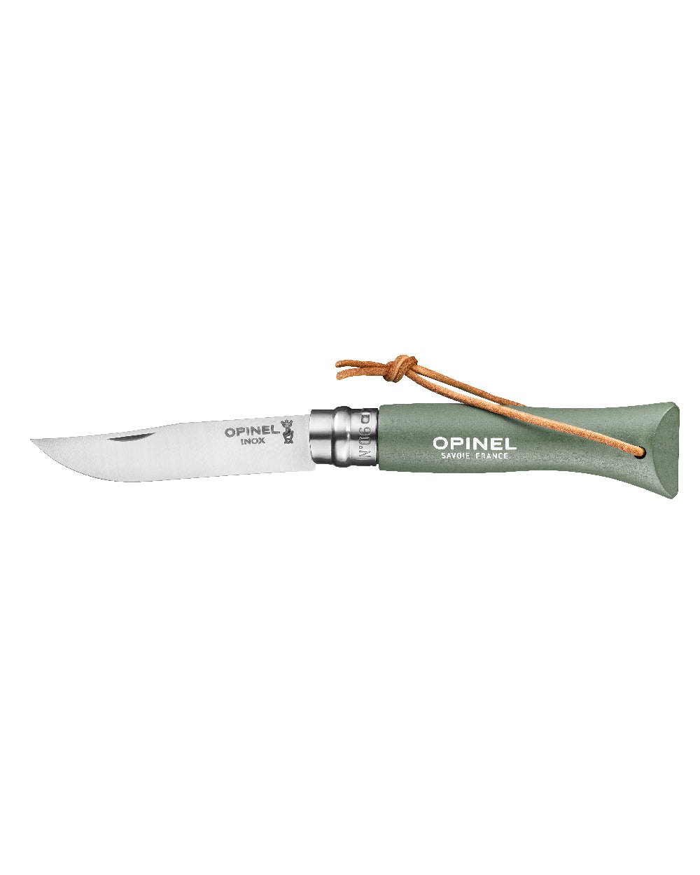 Sage coloured Opinel Colorama Trekking Knife on white background 