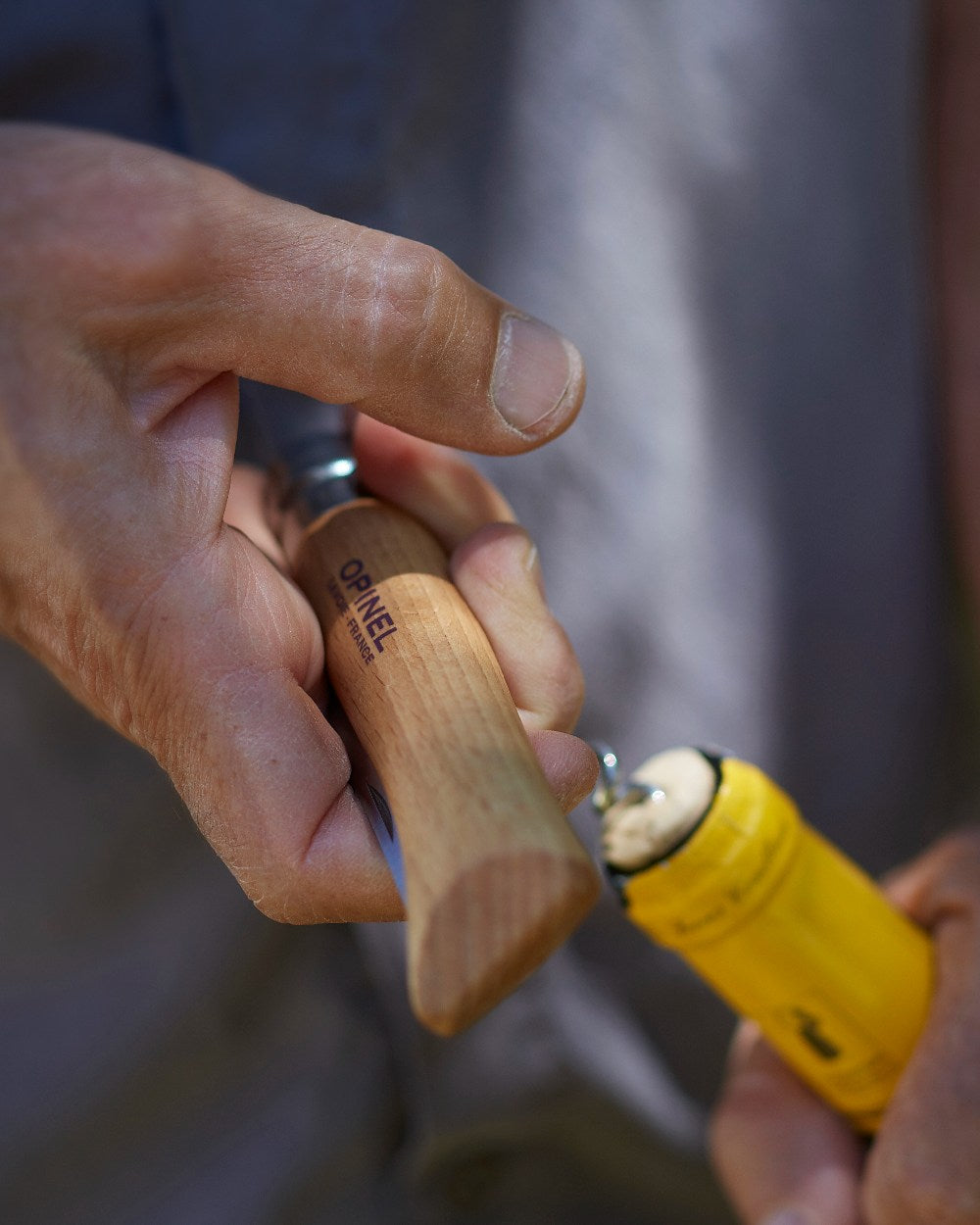 Opinel No.10 Corkscrew Knife on blurry background