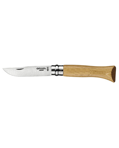 Oak Wood coloured Opinel Varnished Handle Classic Original Knife on white background 