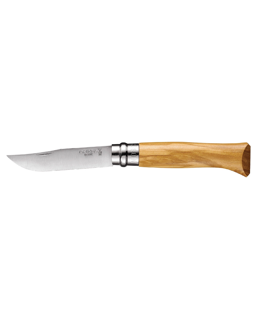 Olive Wood coloured Opinel Varnished Handle Classic Original Knife on white background 