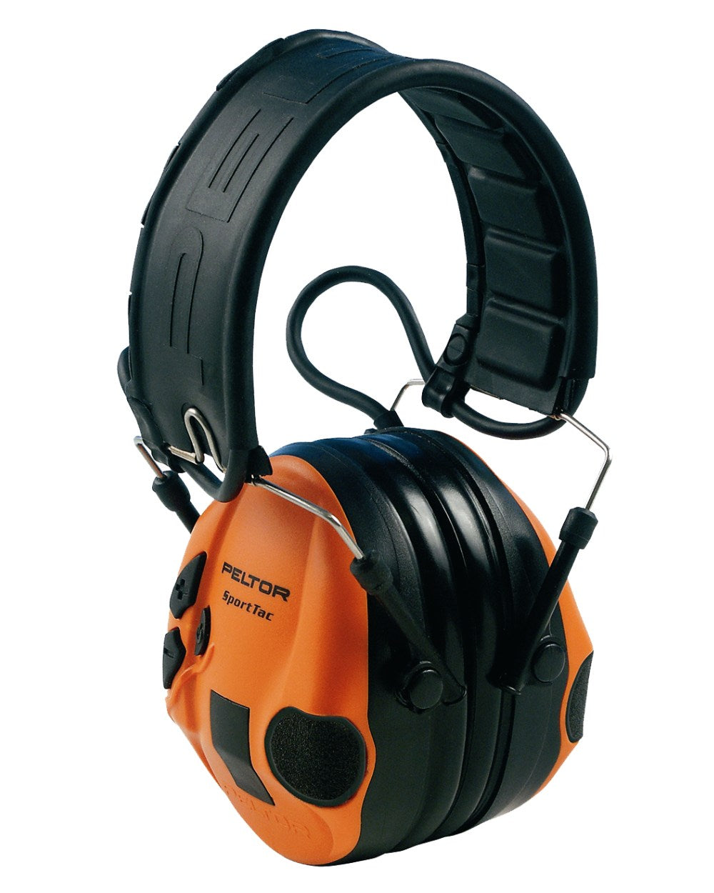 Green Ornage coloured Peltor 3M SportTac Electronic Hearing Protection on white background