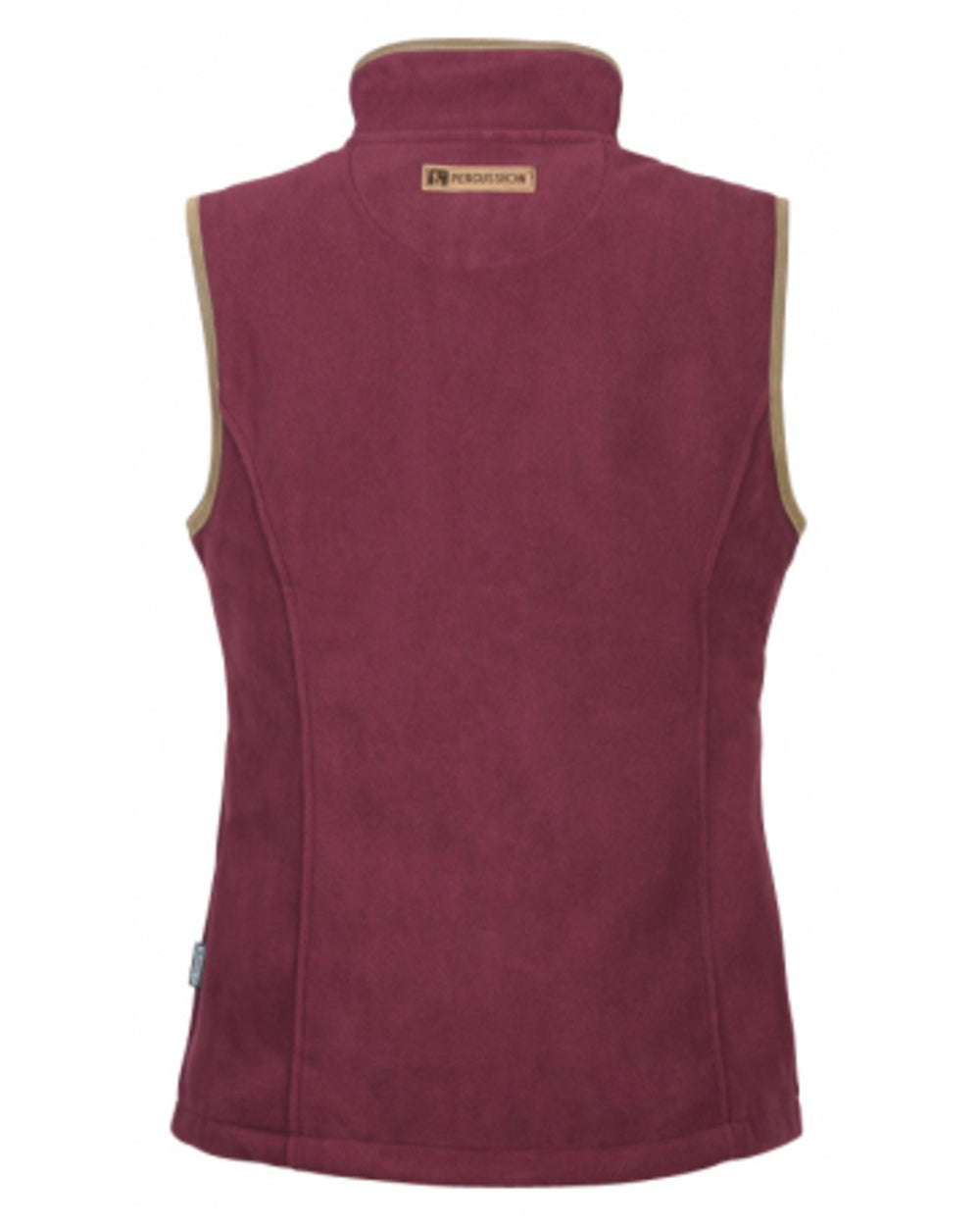 Bordeaux coloured Percussion Ladies Scotland Fleece Gilet on white background 