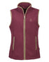 Bordeaux coloured Percussion Ladies Scotland Fleece Gilet on white background 
