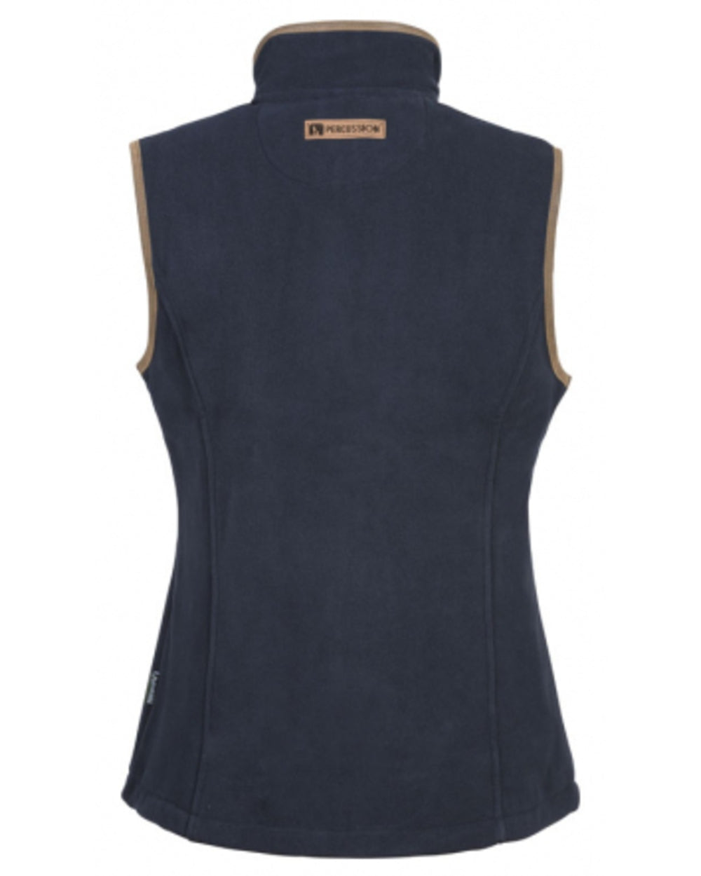 Navy coloured Percussion Ladies Scotland Fleece Gilet on white background 