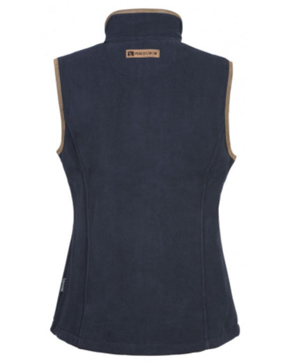 Navy coloured Percussion Ladies Scotland Fleece Gilet on white background 