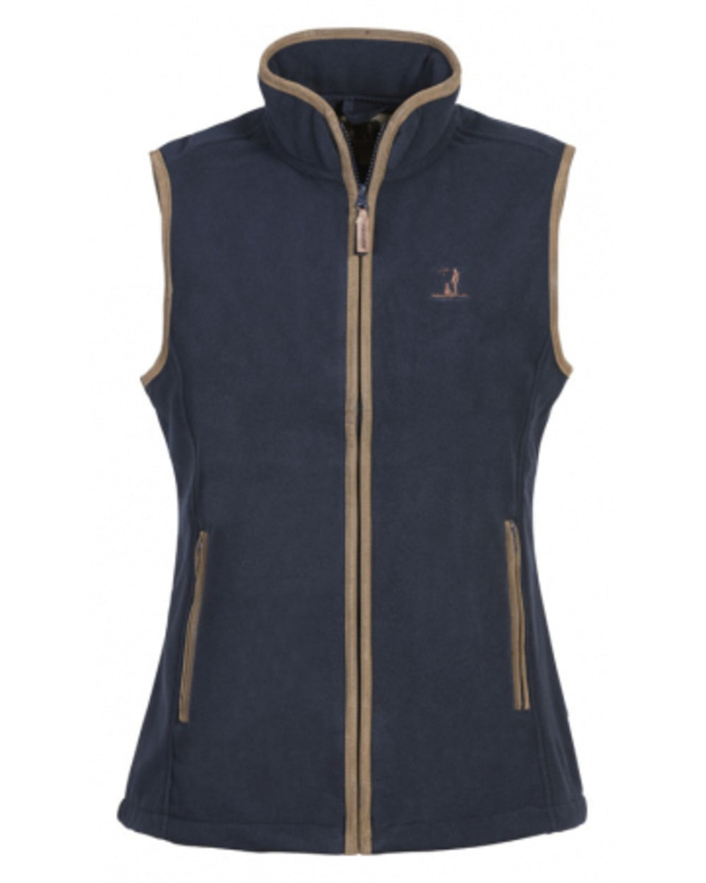 Navy coloured Percussion Ladies Scotland Fleece Gilet on white background