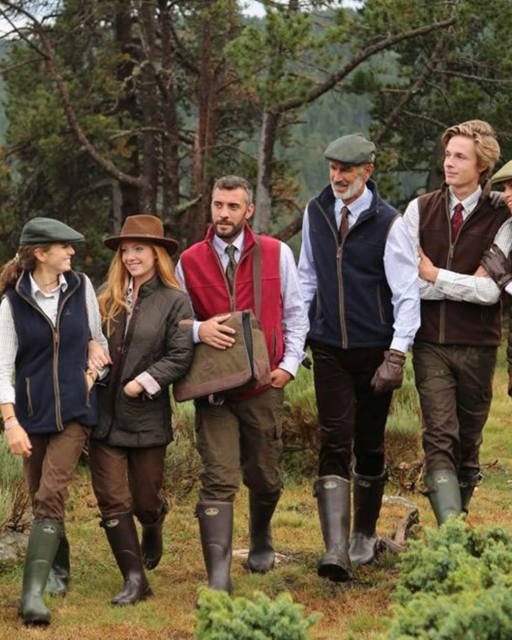 Brown coloured Percussion Scotland Fleece Gilet on forest background 