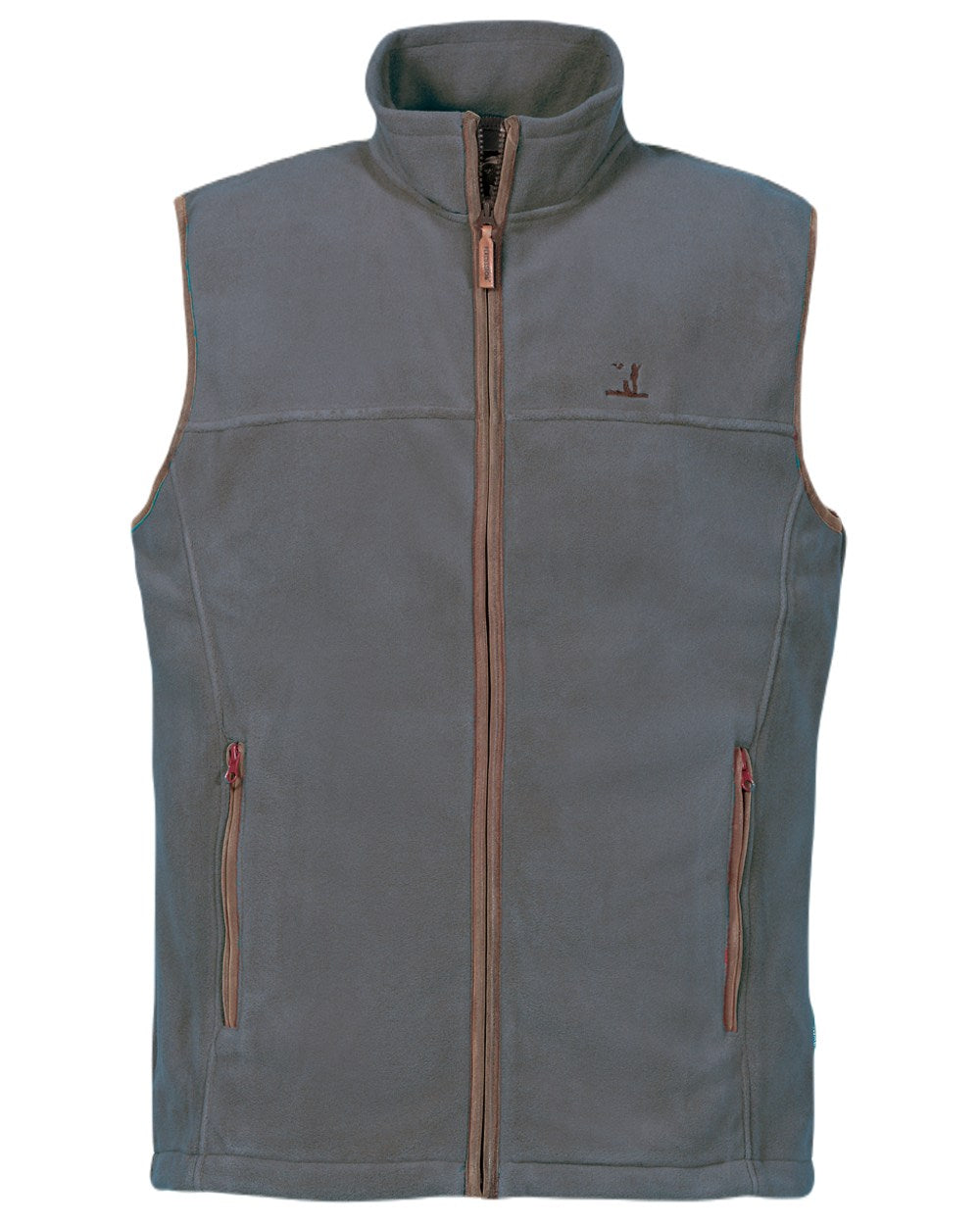 Grey coloured Percussion Scotland Fleece Gilet on white background 
