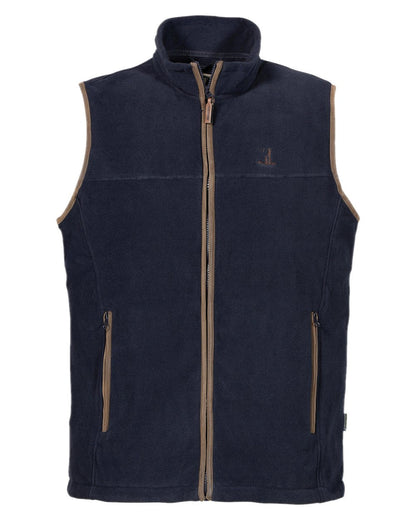 Navy coloured Percussion Scotland Fleece Gilet on white background 
