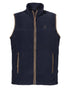 Navy coloured Percussion Scotland Fleece Gilet on white background 