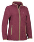 Burgundy coloured Percussion Scotland Ladies Fleece Jacket on white background 