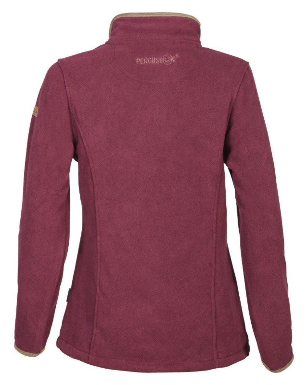 Burgundy coloured Percussion Scotland Ladies Fleece Jacket on white background 
