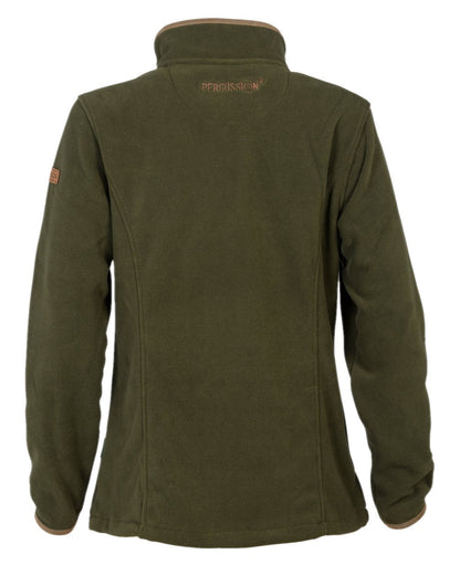 Khaki coloured Percussion Scotland Ladies Fleece Jacket on white background 