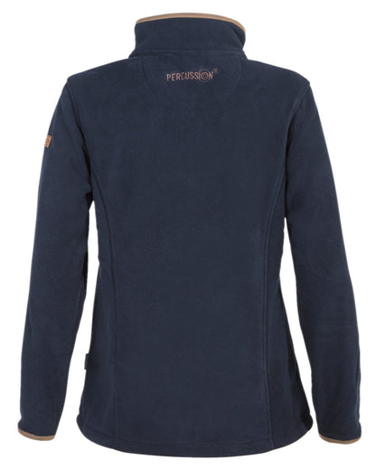 Navy coloured Percussion Scotland Ladies Fleece Jacket on white background 