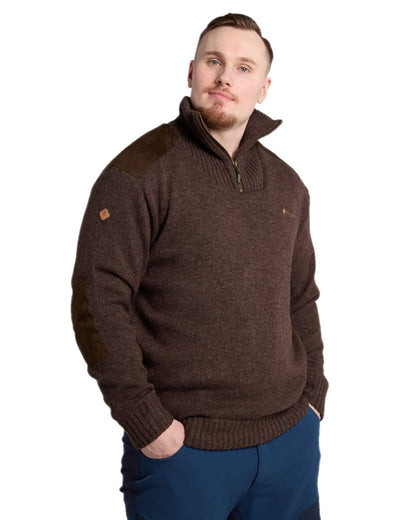 Brown Mel Coloured Pinewood Mens Hurricane Sweater on outdoor background 