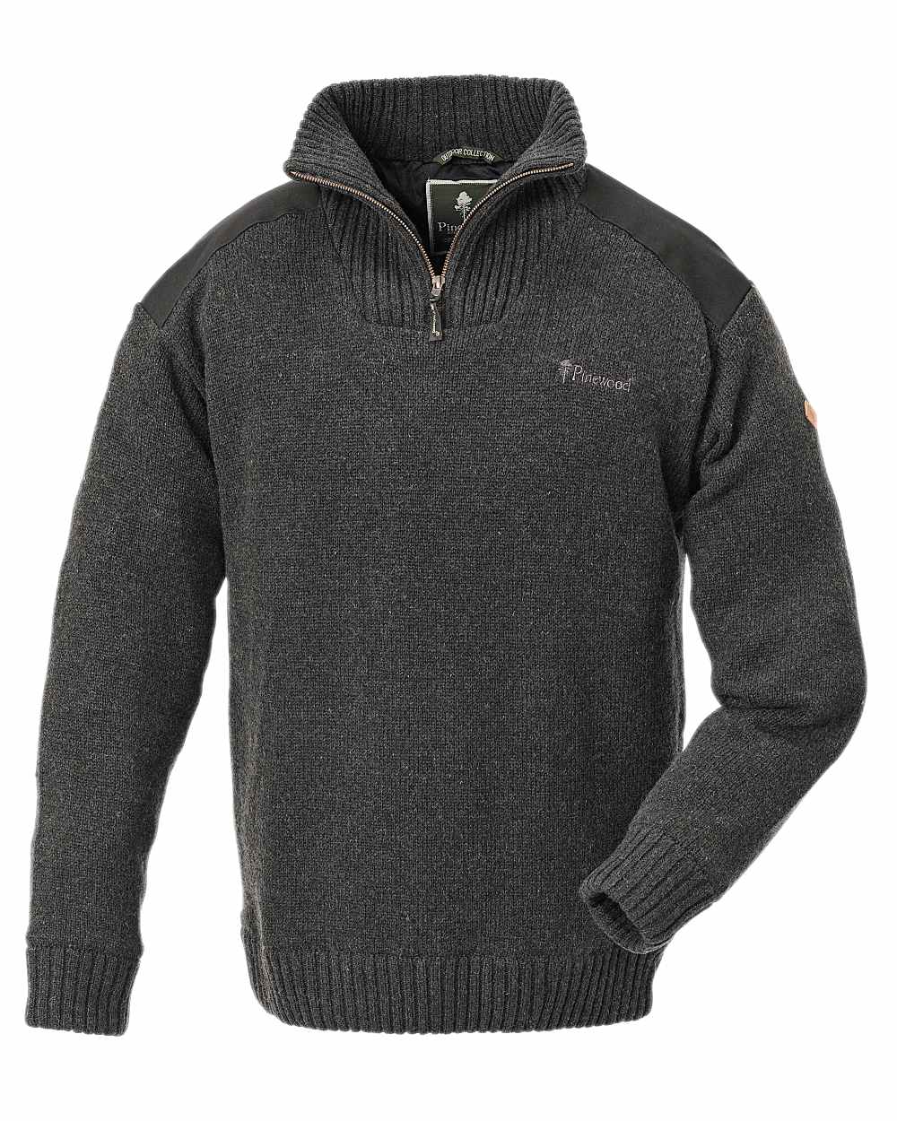 Dark Grey Mel Coloured Pinewood Mens Hurricane Sweater on white background 