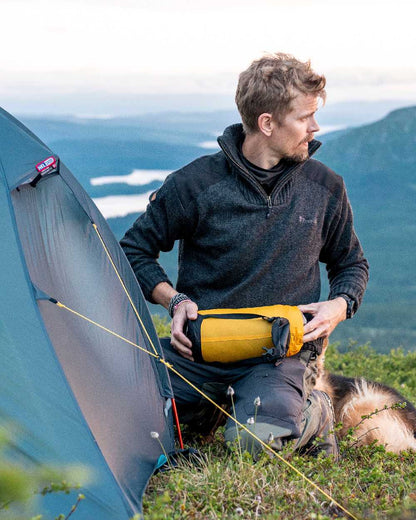 Dark Grey Mel Coloured Pinewood Mens Hurricane Sweater on outdoor background 