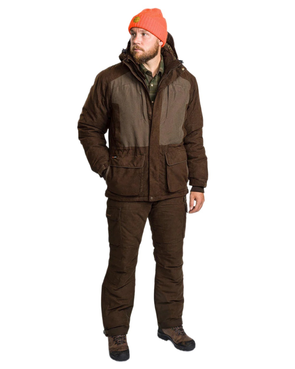 Suede Brown Coloured Pinewood Mens Smaland Abisko 2.0 Hunting Jacket on white background 