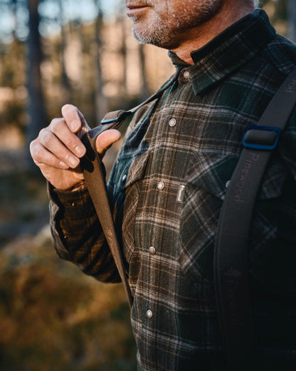 Suede Brown Coloured Pinewood Mens Smaland Abisko 2.0 Hunting Trousers on outdoor background 