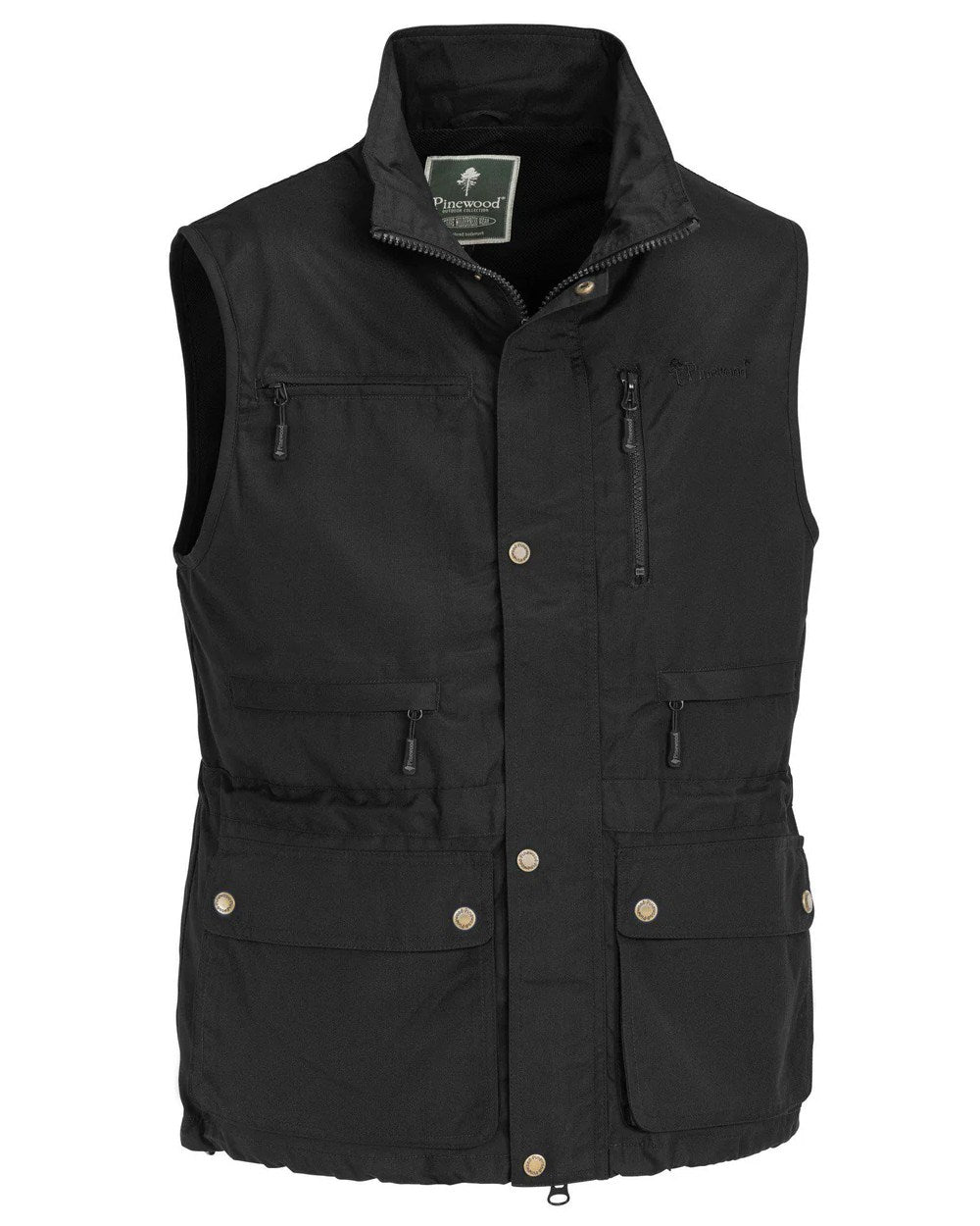 Black coloured Pinewood Mens Tiveden Vest on white background 