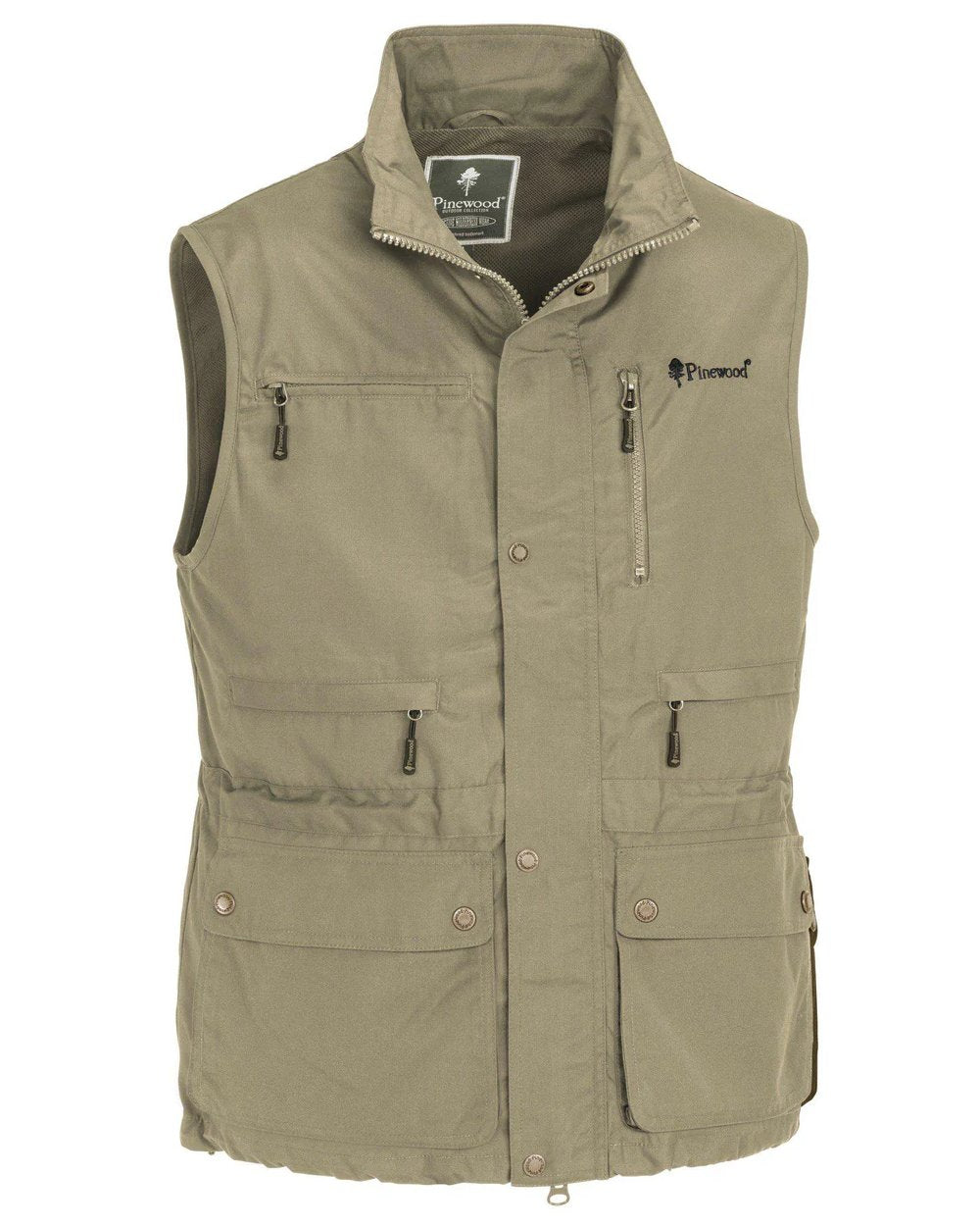 Light Khaki coloured Pinewood Mens Tiveden Vest on white background 
