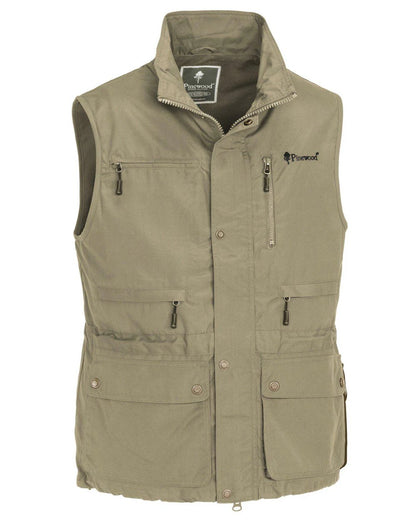 Light Khaki coloured Pinewood Mens Tiveden Vest on white background 