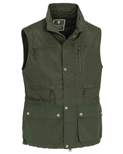 Moss Green coloured Pinewood Mens Tiveden Vest on white background 