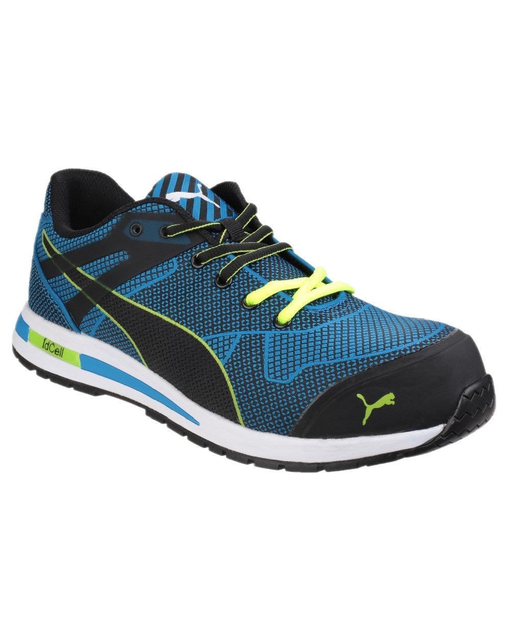Blue Coloured Puma Safety Mens Blaze Knit Low Safety Shoes S1P on white background 