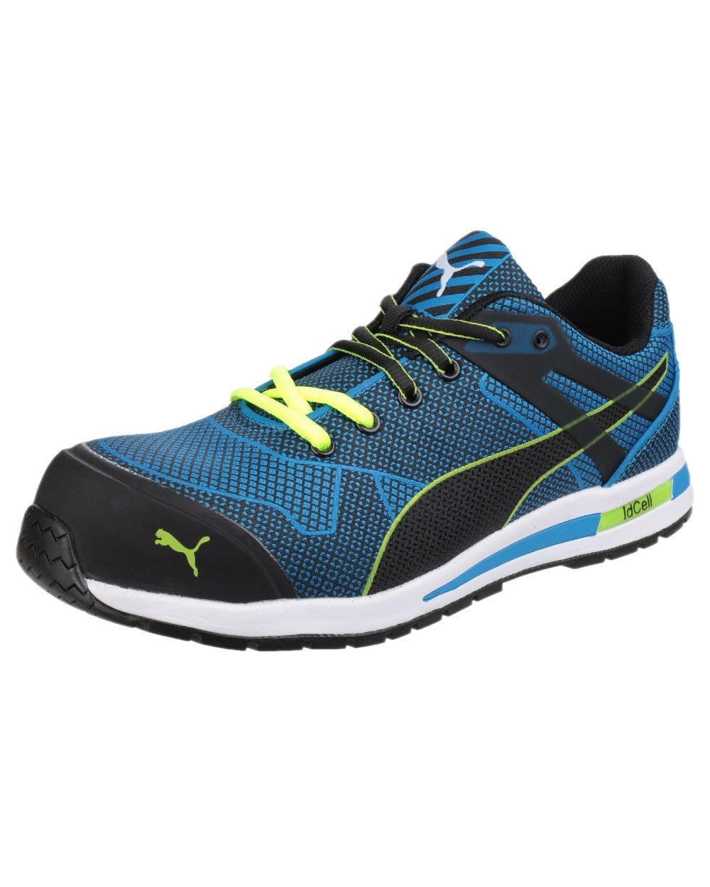 Blue Coloured Puma Safety Mens Blaze Knit Low Safety Shoes S1P on white background 